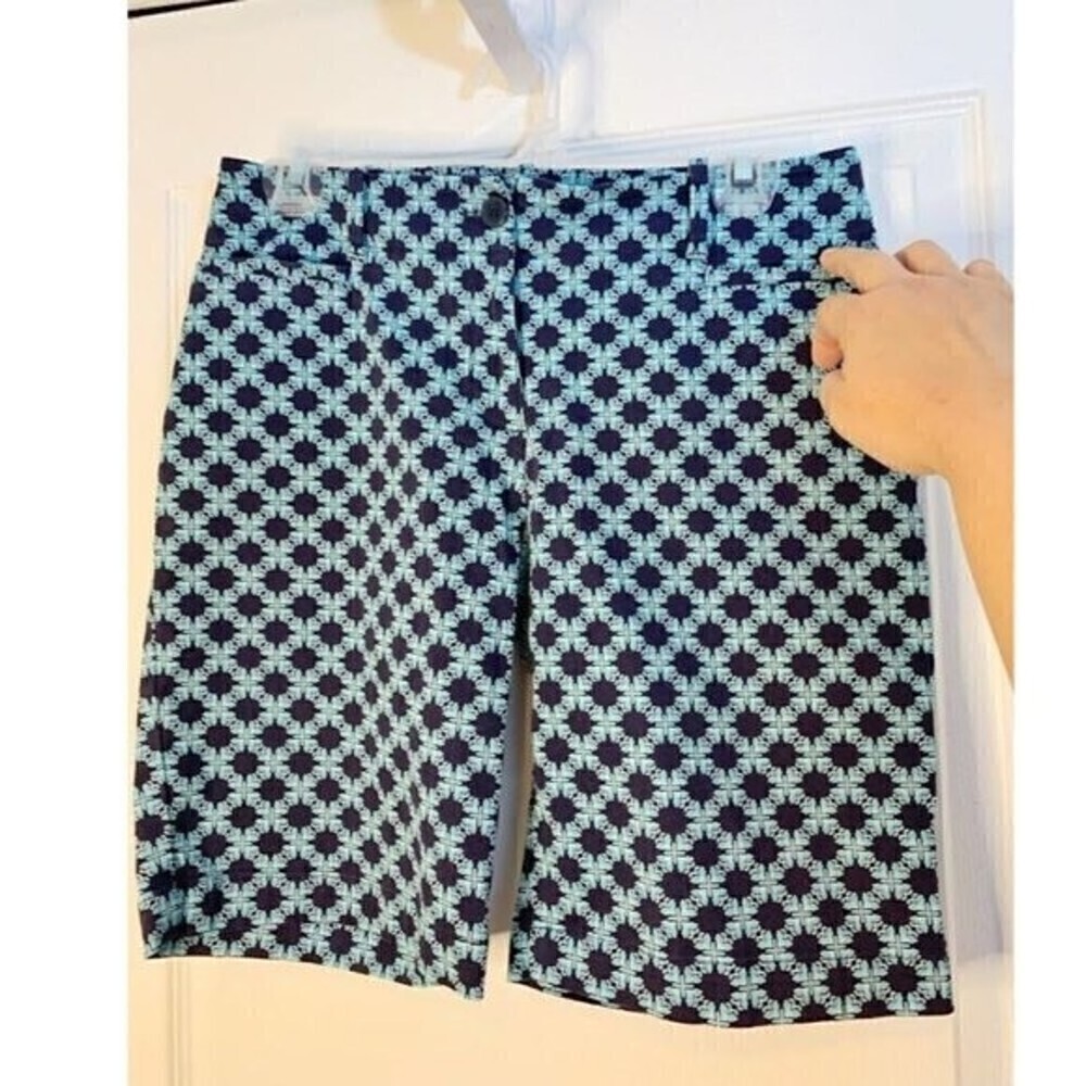 Talbots Petite Geometric Print Casual Summer Bermuda Shorts - Picture 4 of 8